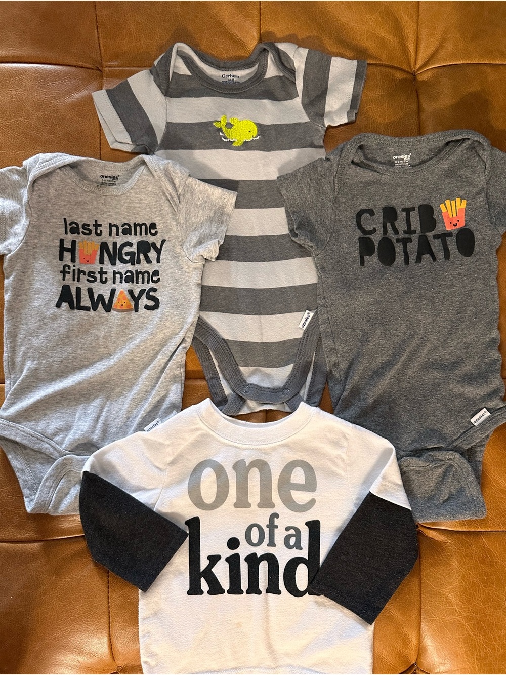 Baby Boy Gender Neutral Bodysuit Bundle - 6M and 9M